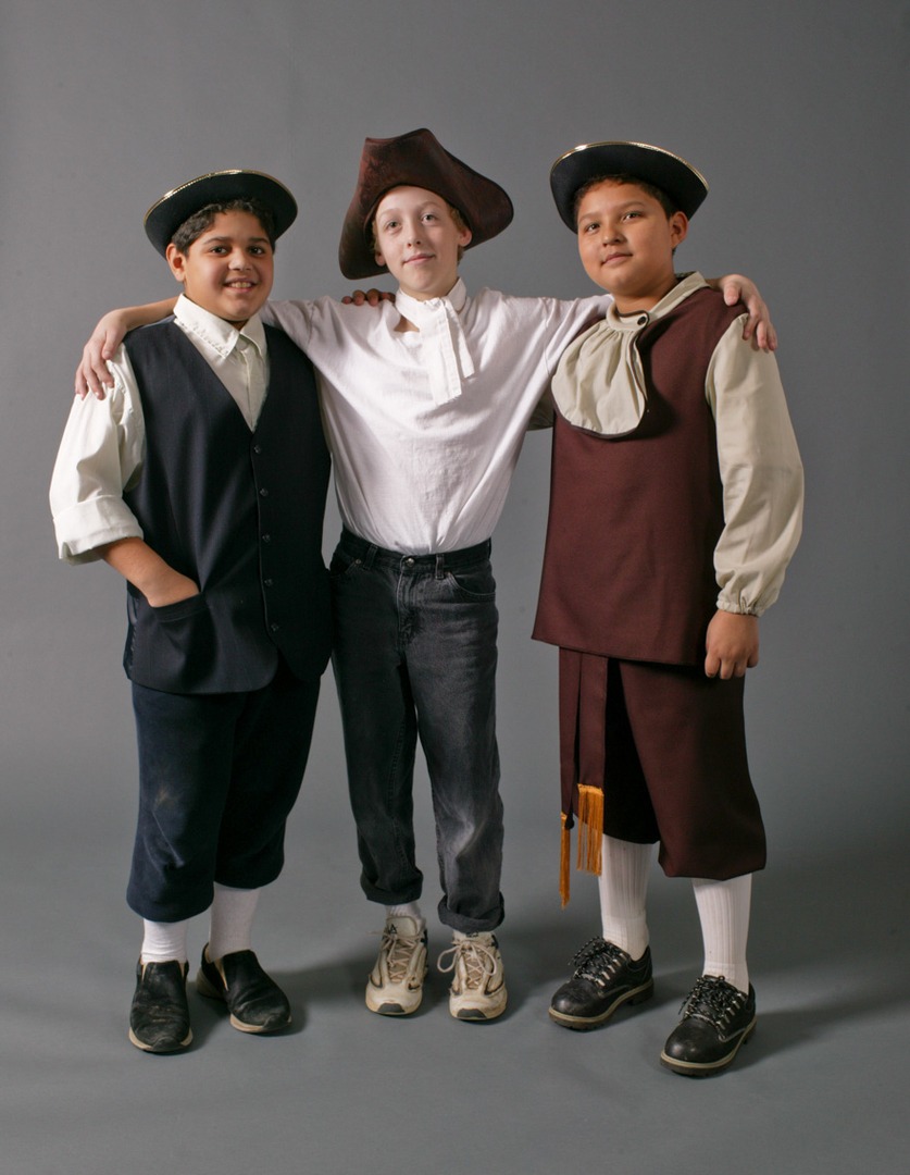 Three boys with historical hats